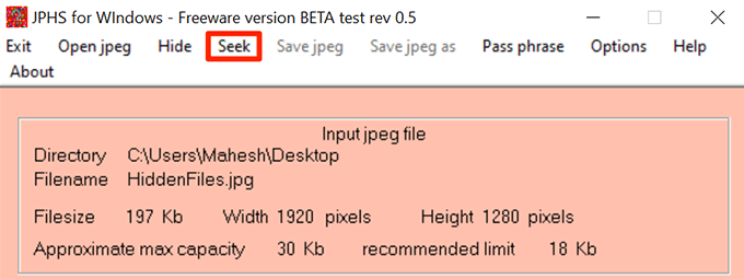 Use An App To Hide Files In a JPG Picture (Windows) image 7 - jphs-unhide-files