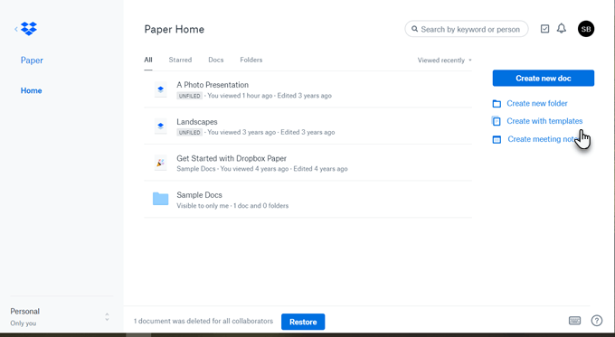 setting up dropbox paper for business