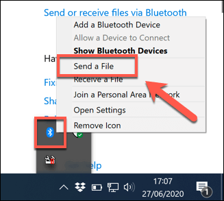 where do bluetooth files go windows 10