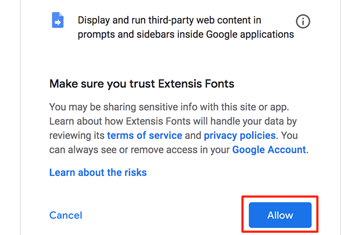 will extensis font work with google slides