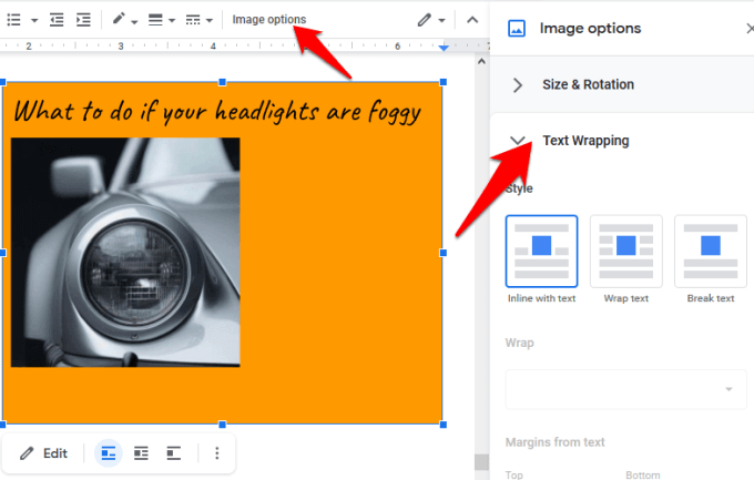 insert separate text box in google docs