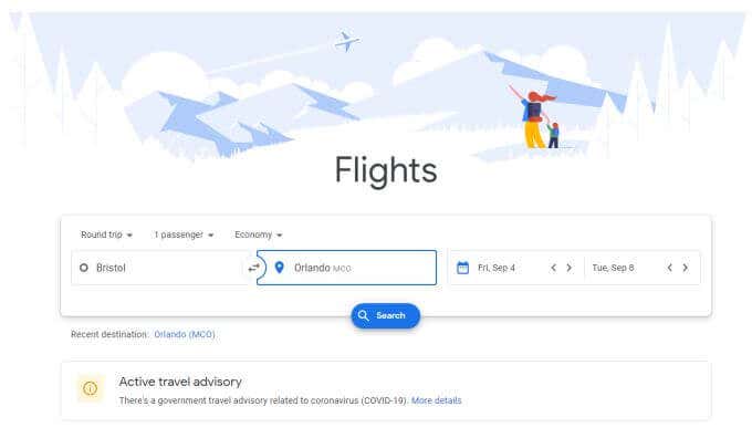 Google Flights Search image - google-flights-main