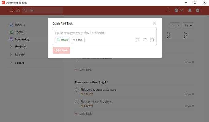 ToDoist Desktop App Main Page Features image 3 - quick-task-inbox