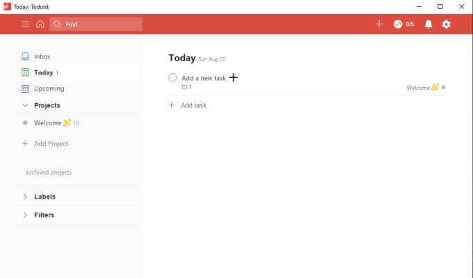 Using The ToDoist Desktop App image - todoist-desktop-first-screen