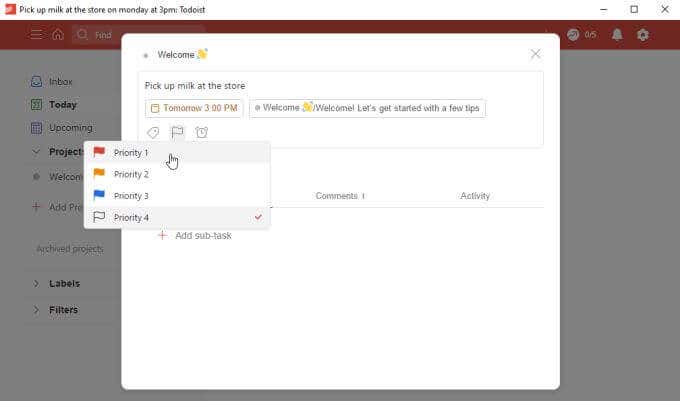Creating Tasks In TheToDoist Desktop App image 2 - todoist-priorities