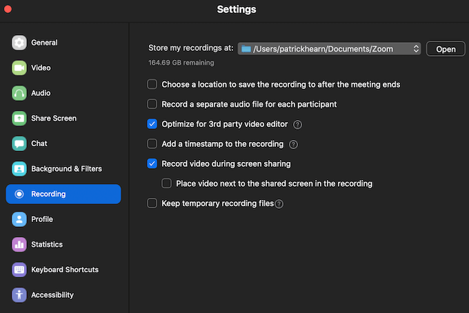 How To Fake Paying Attention In Zoom image 2 - zoom_settings_recording