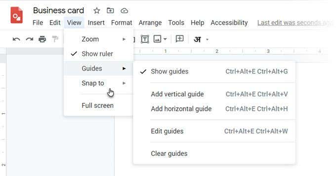 Make a Business Card From a New Document image 5 - Google-Drawings-Grids-Guides