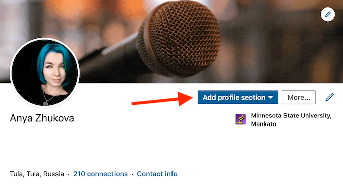 How to Get Endorsed on LinkedIn image - add-profile-section