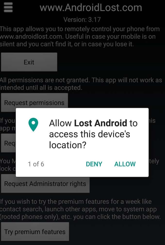 Use Android Lost To Erase Your Android Phone image 2 - android-lost_permission