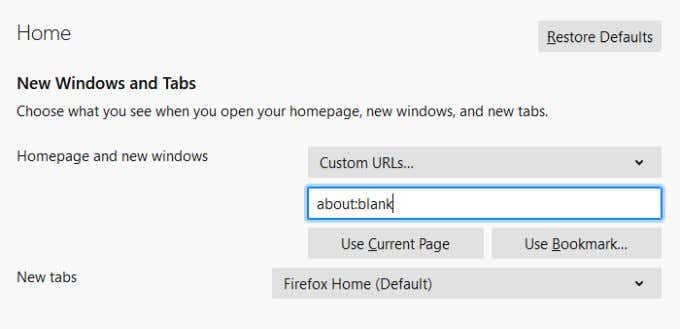 When Is about:blank Useful? image 4 - firefox-home-settings