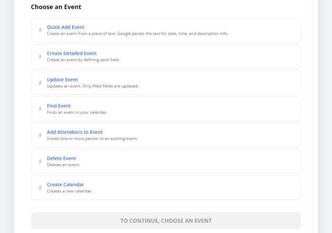 Integrating Google Calendar with Zapier image 2 - google-calendar-events