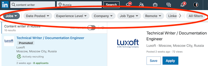 Take Advantage of the LinkedIn Job Search Filters image - job-search-filters