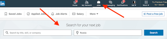 Set Up LinkedIn Job Alerts image - search-bar-linkedin