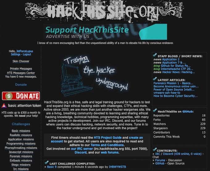 HackThisSite image - HackThisSite