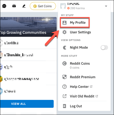 Viewing Your Reddit Karma Score image 2 - Reddit-My-Profile-Option