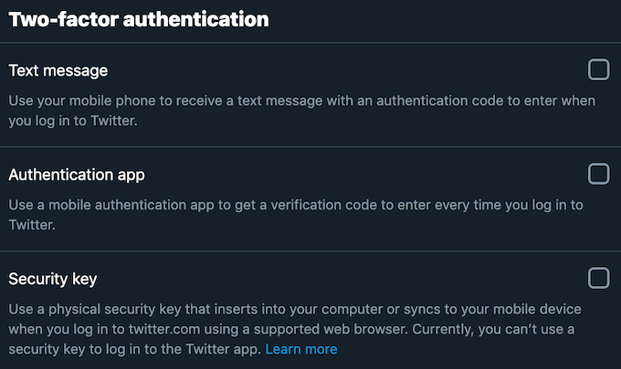 Two-Factor Authentication on Twitter image 3 - security-method_twitter