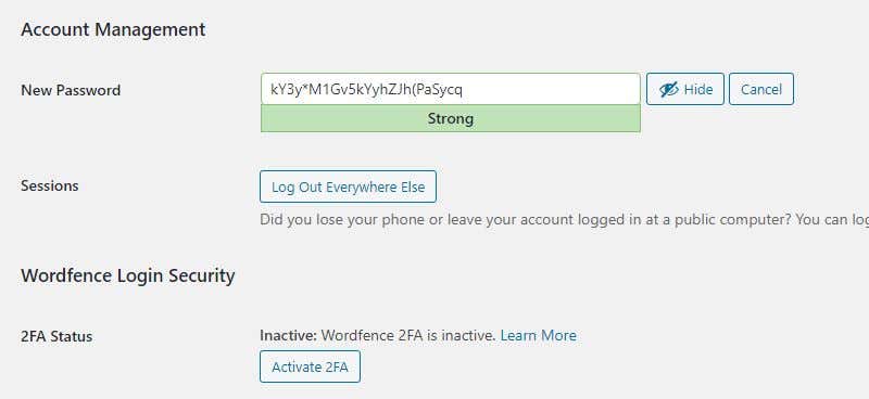 Use the WordPress Password Generator and 2FA image - wordpress-logins