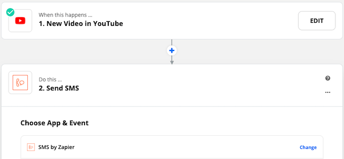 Send a Text When You Upload a Video image - zapier_sms_youtube