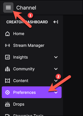 How to Add a New Twitch Emote image 2 - Twitch-Menu-Channel-Dashboard-Preferences-Option