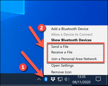 Connecting Two Computers Wirelessly Using Bluetooth image 6 - Windows-Bluetooth-Taskbar-Menu