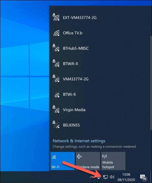 setting wifi windows 8