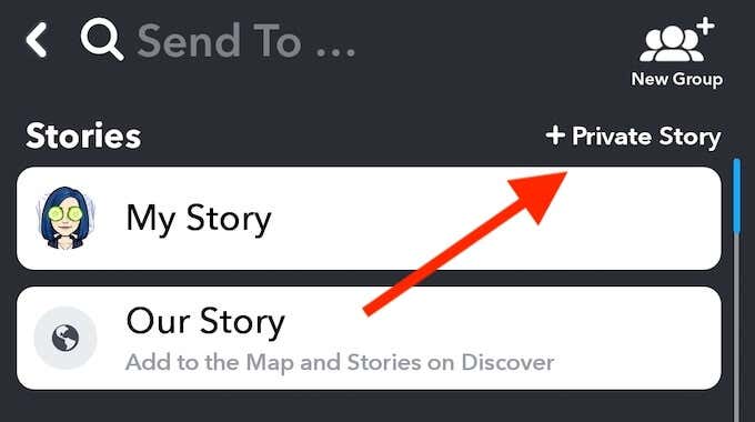 How to Create a Private Snapchat Story image 3 - add-private-story