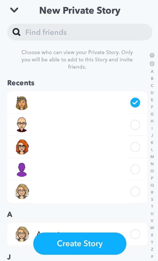 How to Create a Private Snapchat Story image 6 - select-contacts-1