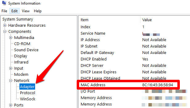 mac addresses list