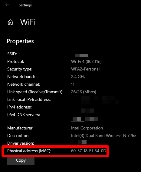 what is the wifi mac address