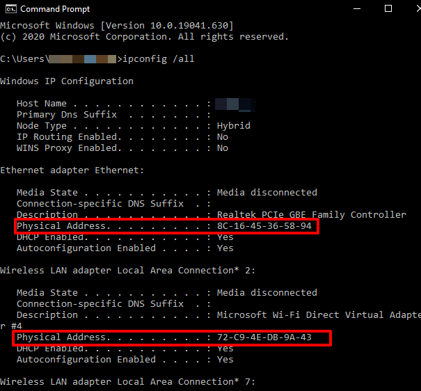 how to find mac address of laptop