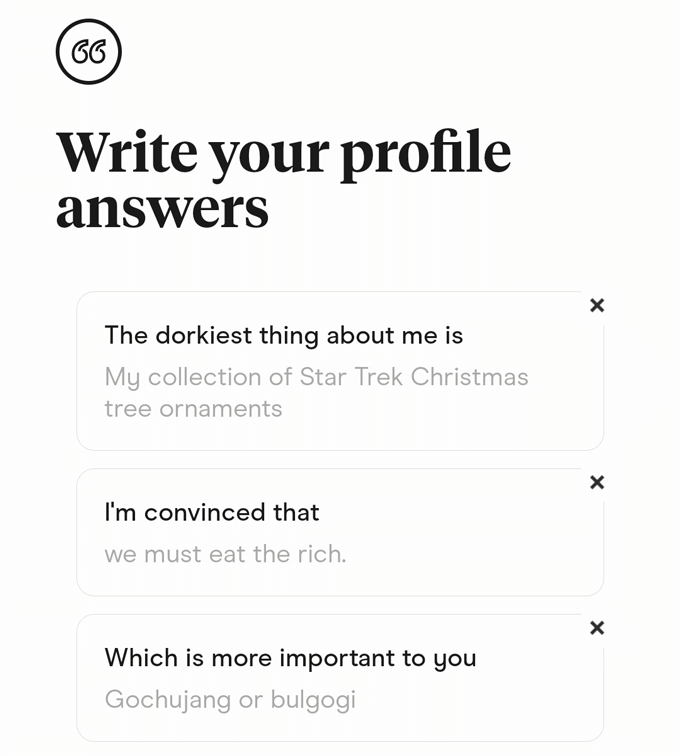 Creating a Hinge Dating App Account image 3 - 03ProfileAnswers