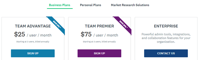 How Much Do SurveyMonkey and Google Forms Cost? image 2 - 03survey-monkey-business-plans