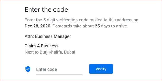 How to Claim a Business Listed on Google image 5 - 07-enter-verification-code-google-my-business