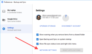 google backup and sync settings not saving
