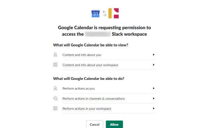Enabling the Slack Calendar Integration image 4 - 4-allow-slack-permissions