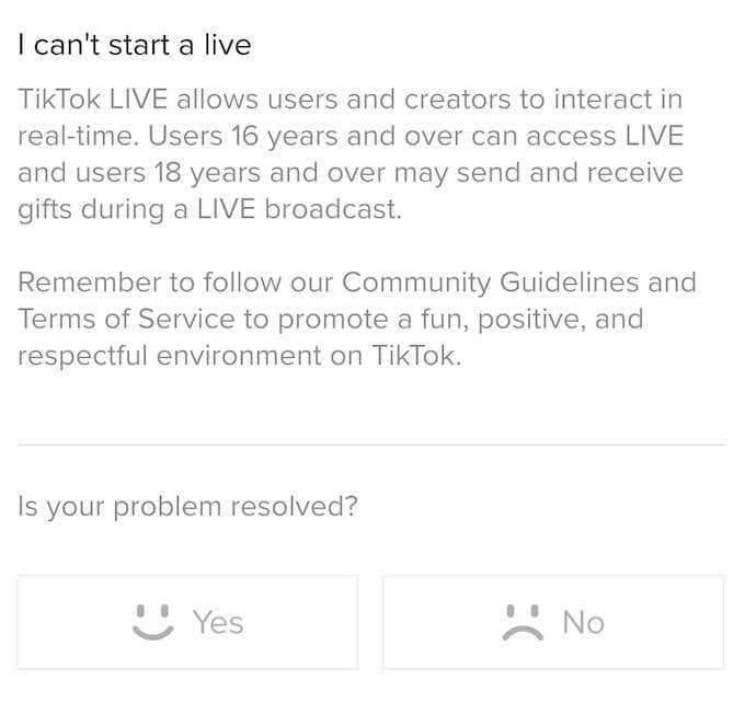 How to Go Live on TikTok image 10 - problem-not-resolved