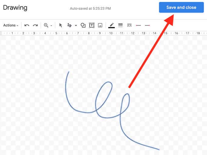 a red arrow pointing to the save button so you can save your digital signature - 03_signature_save-and-close