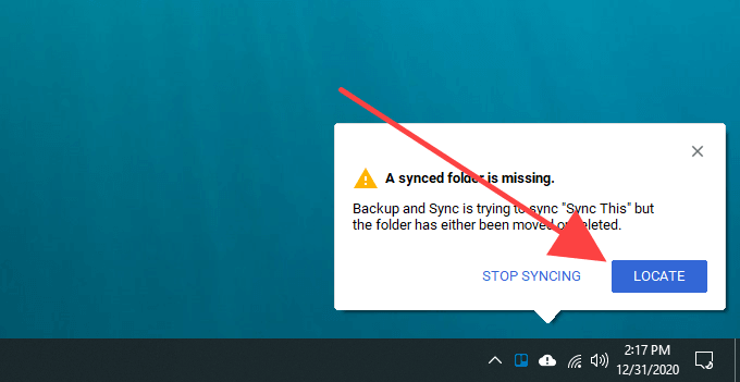 windows backup and sync from google change folder location