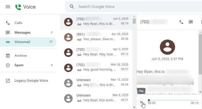 google voice change voicemail message