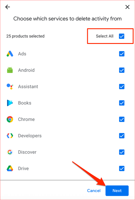 how to select all Google products - 12-delete-google-my-activity-01