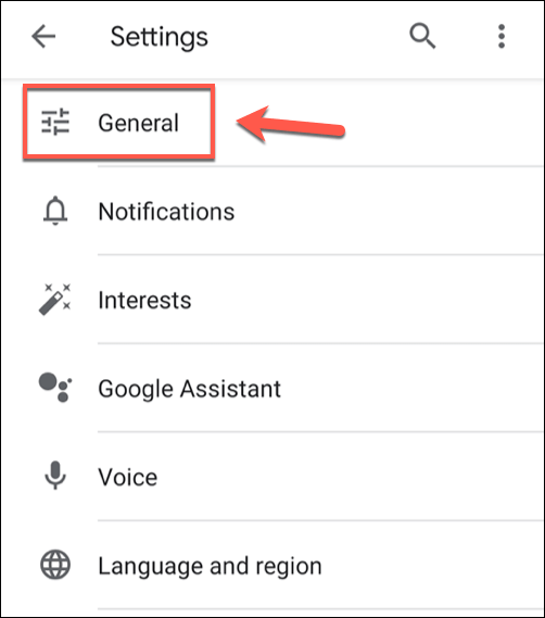 Turning Off Google SafeSearch in the Google Search App on Android image 3 - 13-Google-App-Settings-General-Option