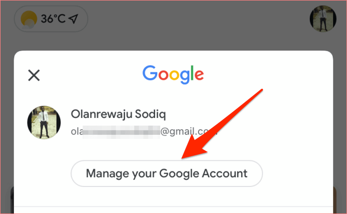 tap Manage your account - 19-google-my-activity-ios-01