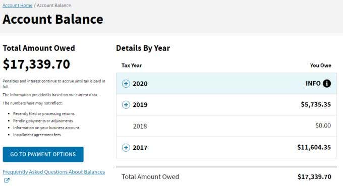 Your IRS Account Dashboard image 2 - 4-accounts-balance