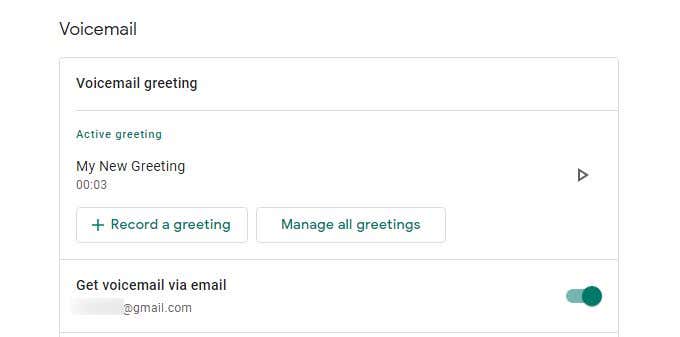 google voice change greeting