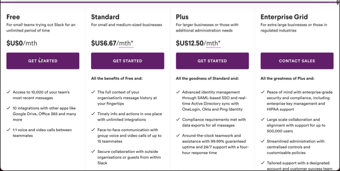 slack paid plans