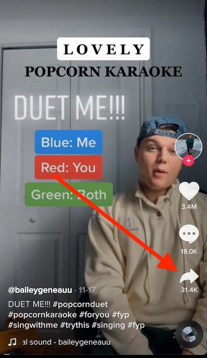 How to Duet on TikTok image - tiktok_send-to-arrow