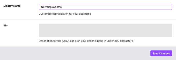 how to change twitch name