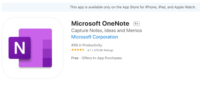 download microsoft onenote for mac not in app store