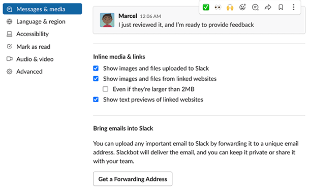 forward email to slack