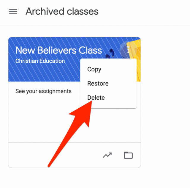 how to delete old assignments in google classroom